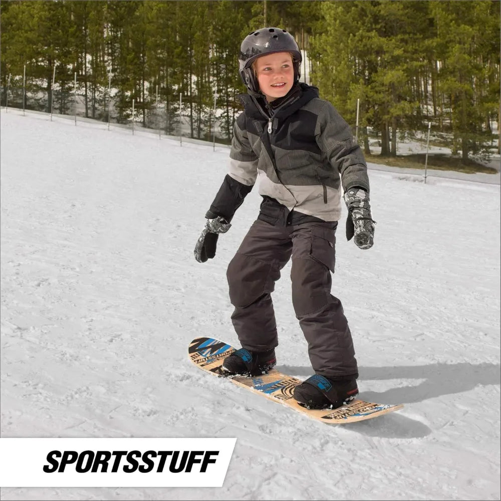 SportsStuff Wood Snowboards/Snow Sleds - Beginner Kids Winter Sports Accessories - 90cm-130cm Models