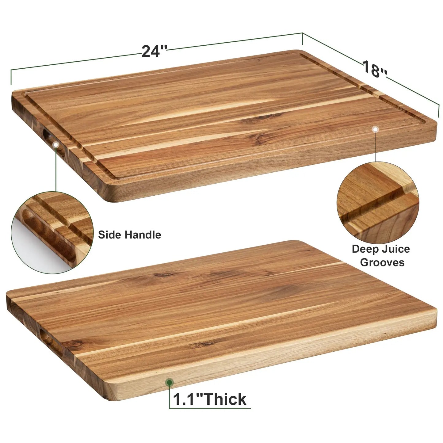 Fashionwu 60 cm Extra Large Cutting Board for Kitchen, 24 x 18 Inch Large Wooden Cutting Boards with Juice Groove, 1.2" Thick Butcher Block Cutting Board for Meat Vegetables, Large Charcuterie Board