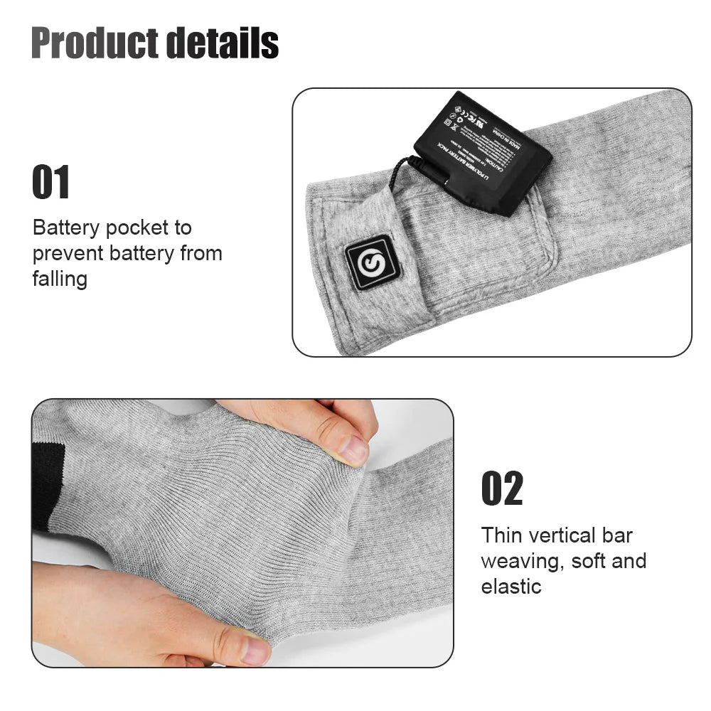 SAVIOR Grey Winter Thermal Heated Socks For Adult Wind Waterproof Rechargeable Battery Warm Hand Ski Gloves 100% Cotton Comfort