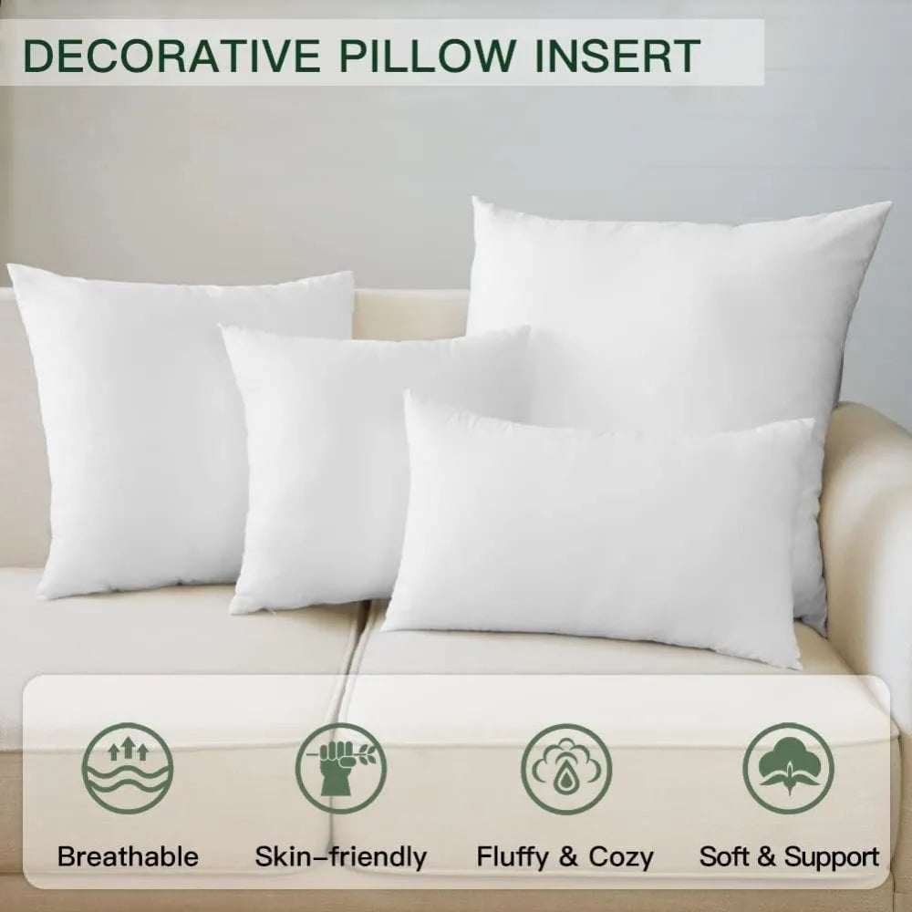 Soft Fluffy Plump Throw Pillow Insert Cushion Inner Stuffer Pad 12x20 Inches Decorative Pillow Form White Filling Home Decor