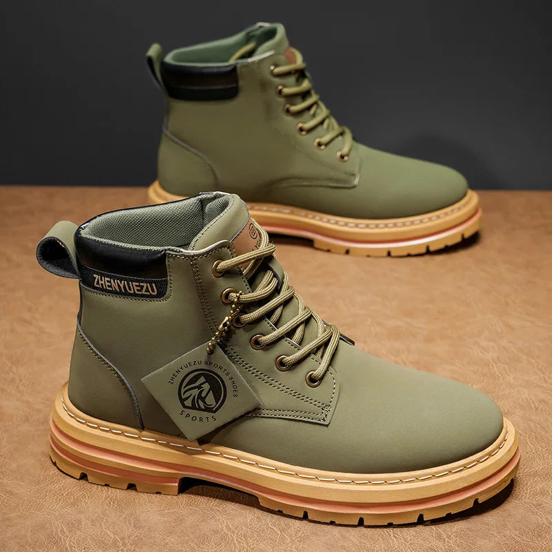 Men High Top Casual Walking Shoes With Thick Sole