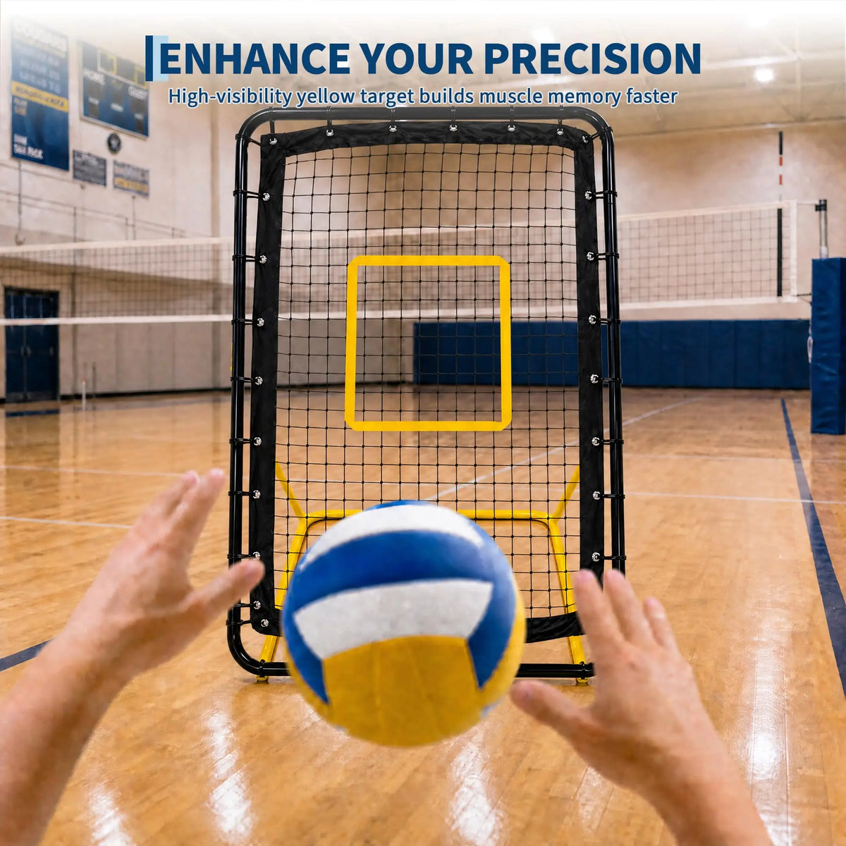 Adjustable Volleyball Rebounder Net 4x6 Ft With PU Volleyball And Stakes