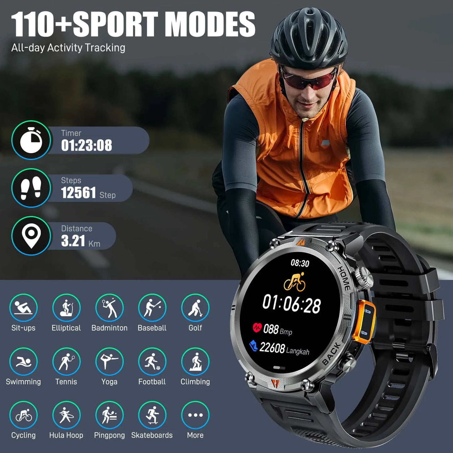 EIGIIS KE3 Bluetooth Call Smartwatch For Men Health Monitor
