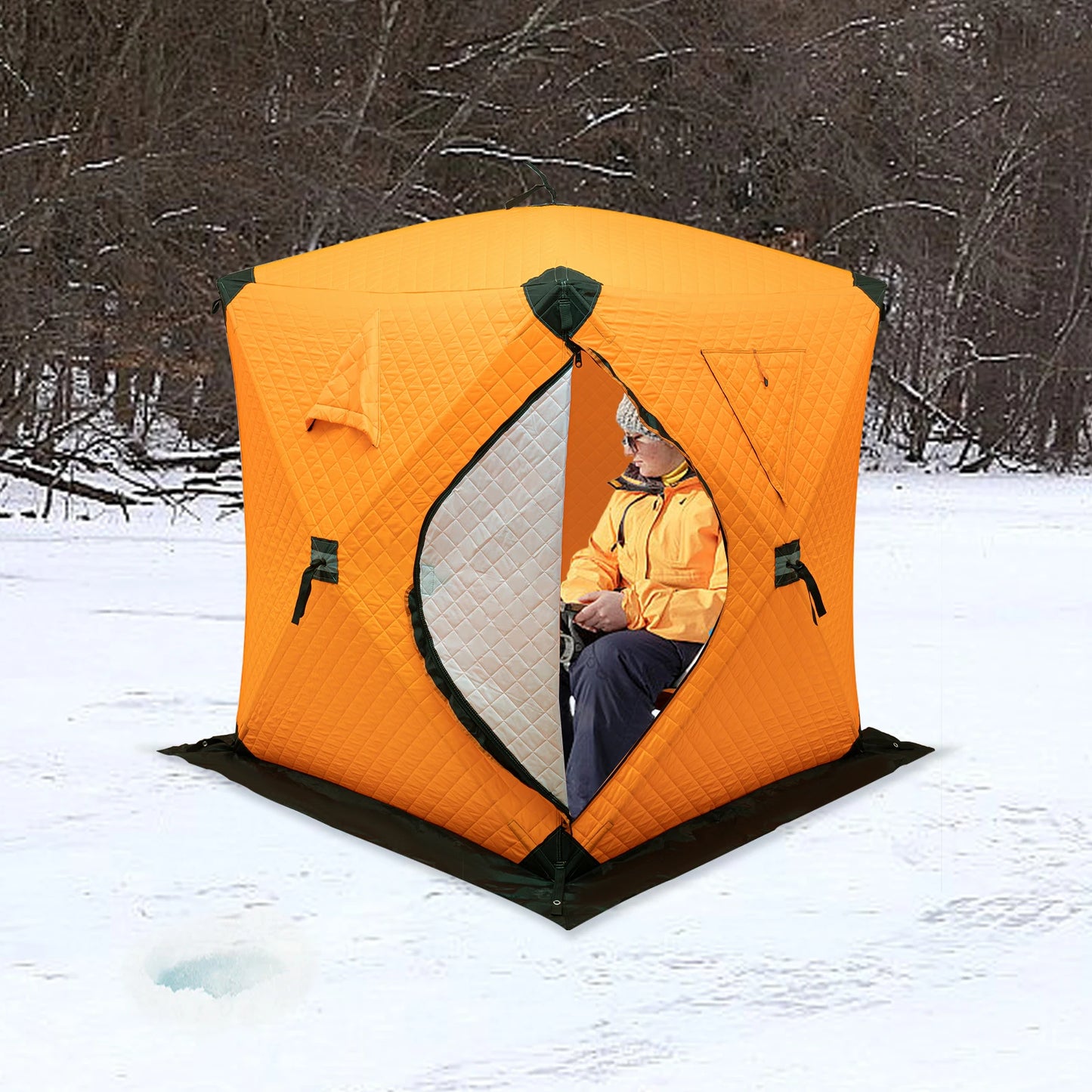 Outdoor Ice Fishing Tent, Portable Fishing Shelter Snow Tent, Pop Up Travel Tent,  Multifunctional Camping Supplies 210D Oxford Cloth for Parks,Backyards, Snowfields