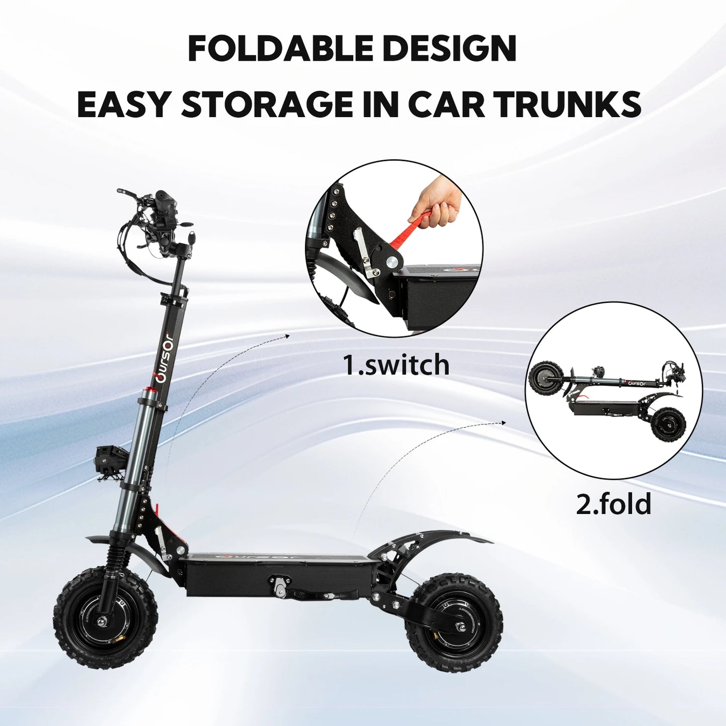 6000W 60V 40Ah Dual Motor Folding Electric Scooter Off Road