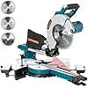 DOVAMAN 10" Sliding Miter Saw, Multi-Material Cutter with 3 TCT Blades, Dual Mode, 5000/3200RPM, Laser, 0-45° Bevel, 9 Stops
