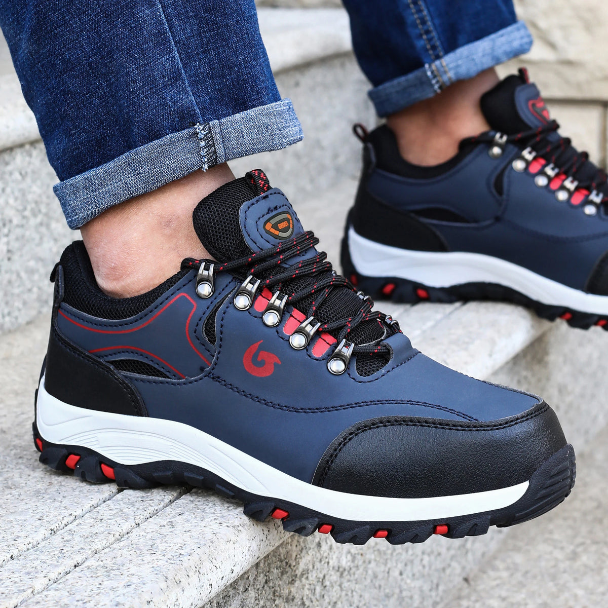 Manlegu Men Breathable Steel Toe Work Boots