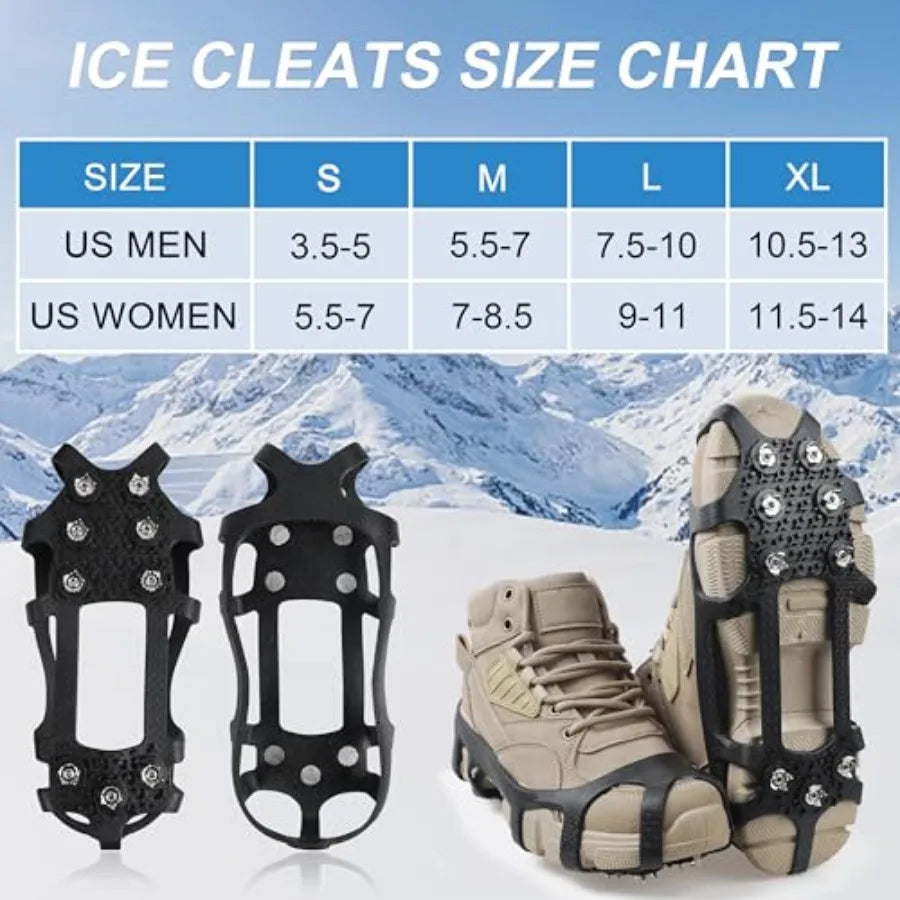 Crampons Ice Cleats for Shoes and Boots Hiking Men Women Snow Traction Cleats for Winter Walking on Snow and Ice, 9 Studs Snow