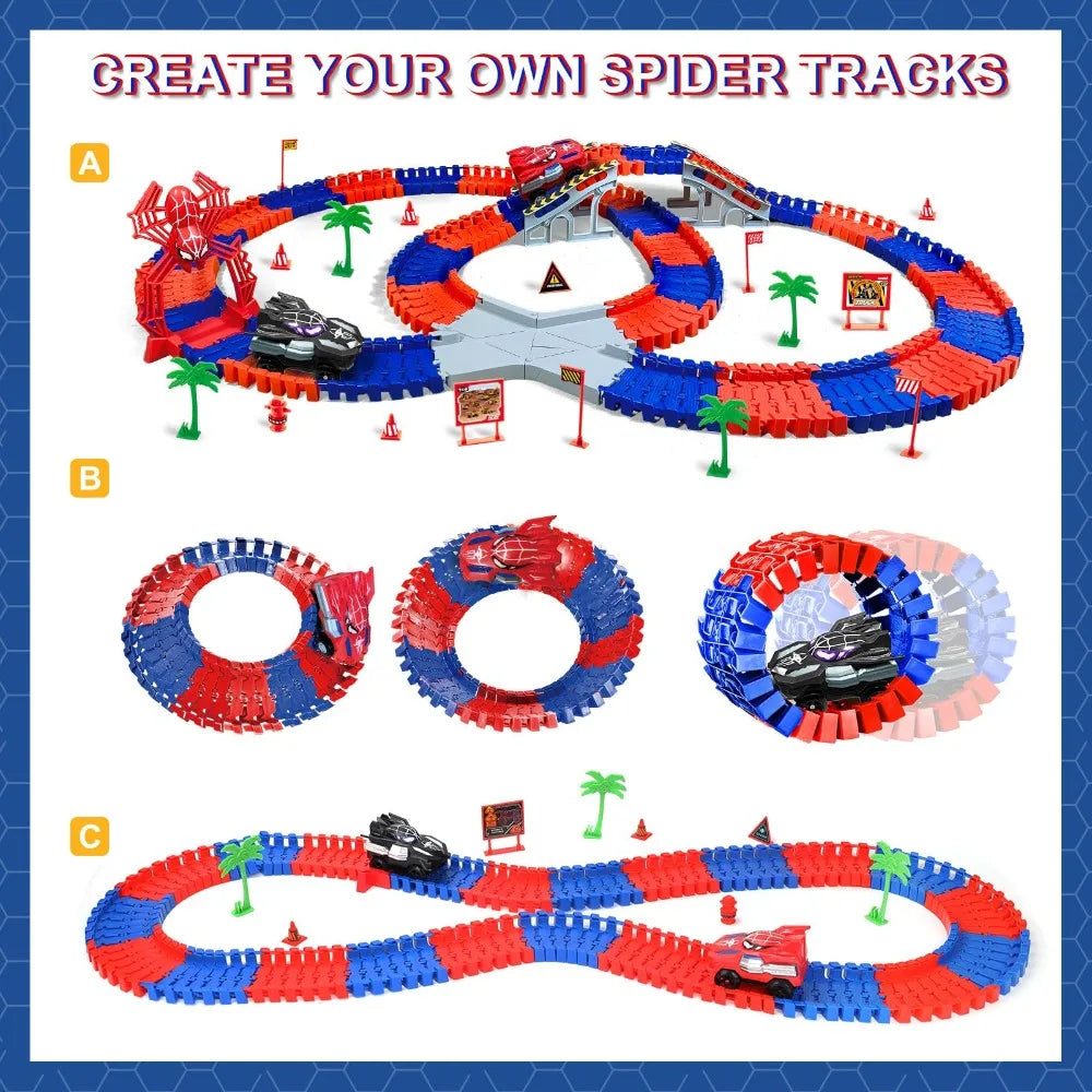 Space Track Toys Magic Climbing electric Engineering Race Car Toy Bendable Flexible Race track Cars Train Toy For Kid Gift Puzzle Assembly Set Educational Building Blocks Gift for Boys