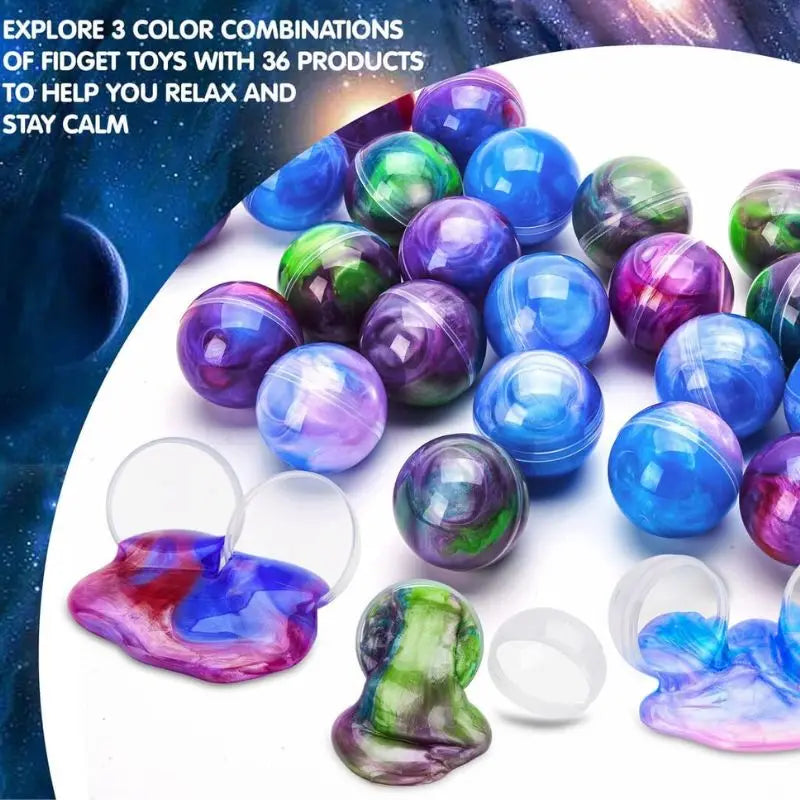 24 Pack Slime Party Favors Galaxy Slime Ball - Stretchy Non-Sticky Mess-Free Classroom Reward Party Supplies