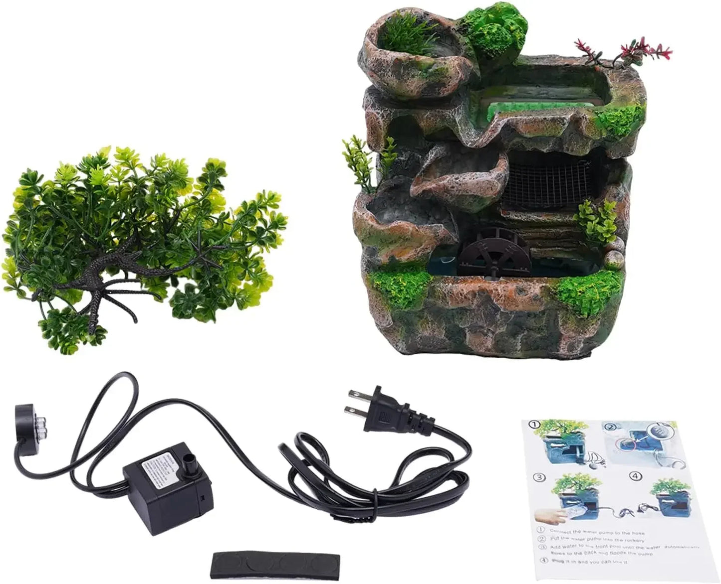 Tabletop Waterfall Fountain With LED Light For Home Office
