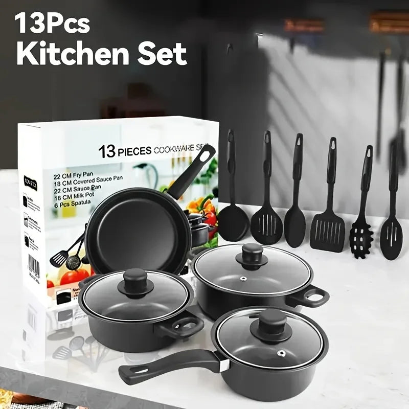 Aehome 13-Piece Nonstick Cookware Set for Kitchen Camping