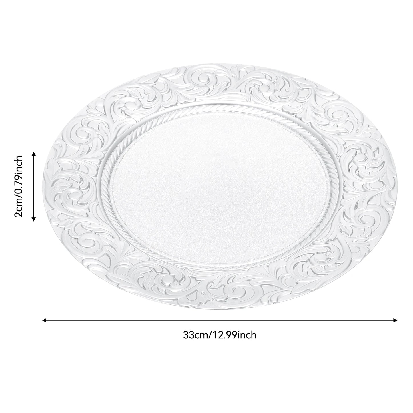 100 Pcs Silver Round Charger Plates Set, Reusable Serving Plates Disposable Platters for Wedding Party Banquets Picnics