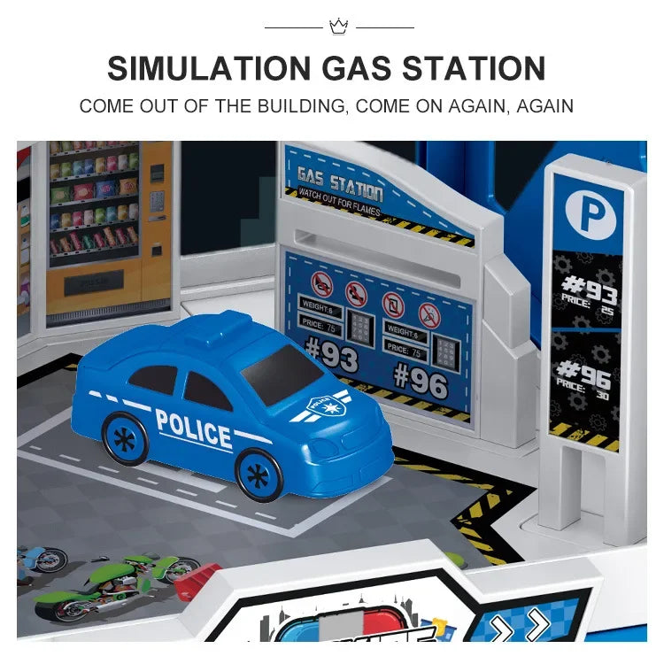 Children's Track Parking Lot Toys Multi-Storey Car Parking Building Rail Car Inertia Vehicle Engineering Racing Car Toys for Boy