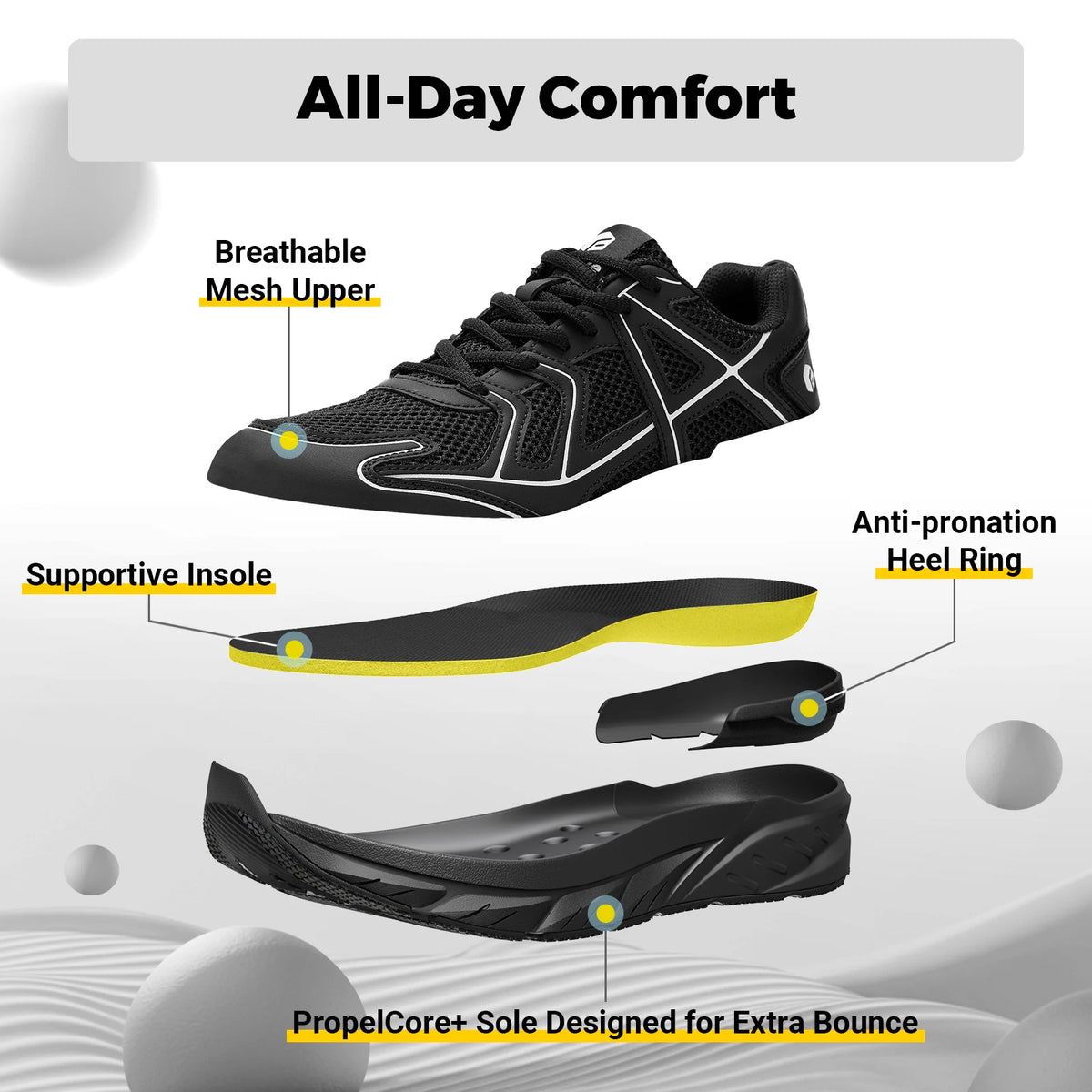 FitVille Mens Cushioned Walking Sneakers