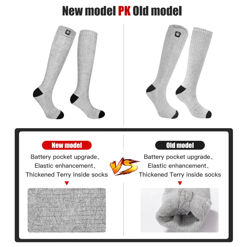 SAVIOR Grey Winter Thermal Heated Socks For Adult Wind Waterproof Rechargeable Battery Warm Hand Ski Gloves 100% Cotton Comfort