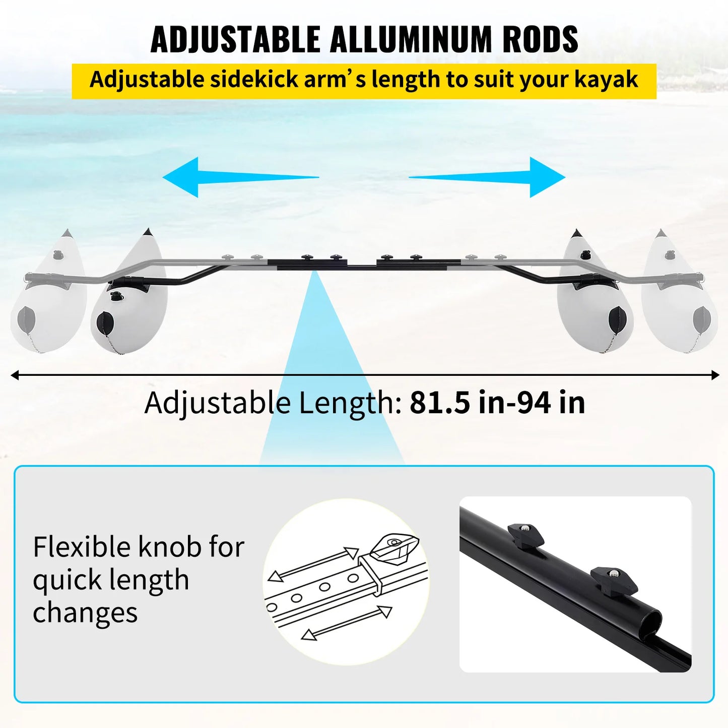 SucceBuy Inflatable Kayak Outrigger Stabilizer Kit 2 Pack
