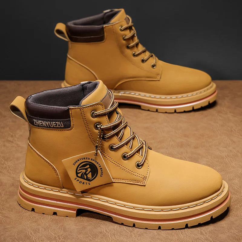 Men High Top Casual Walking Shoes With Thick Sole