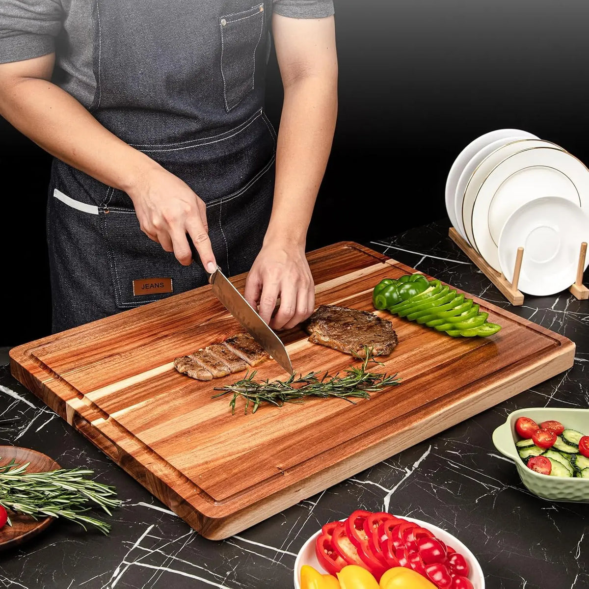 Twister.CK Reversible Wood Cutting Board With Handle