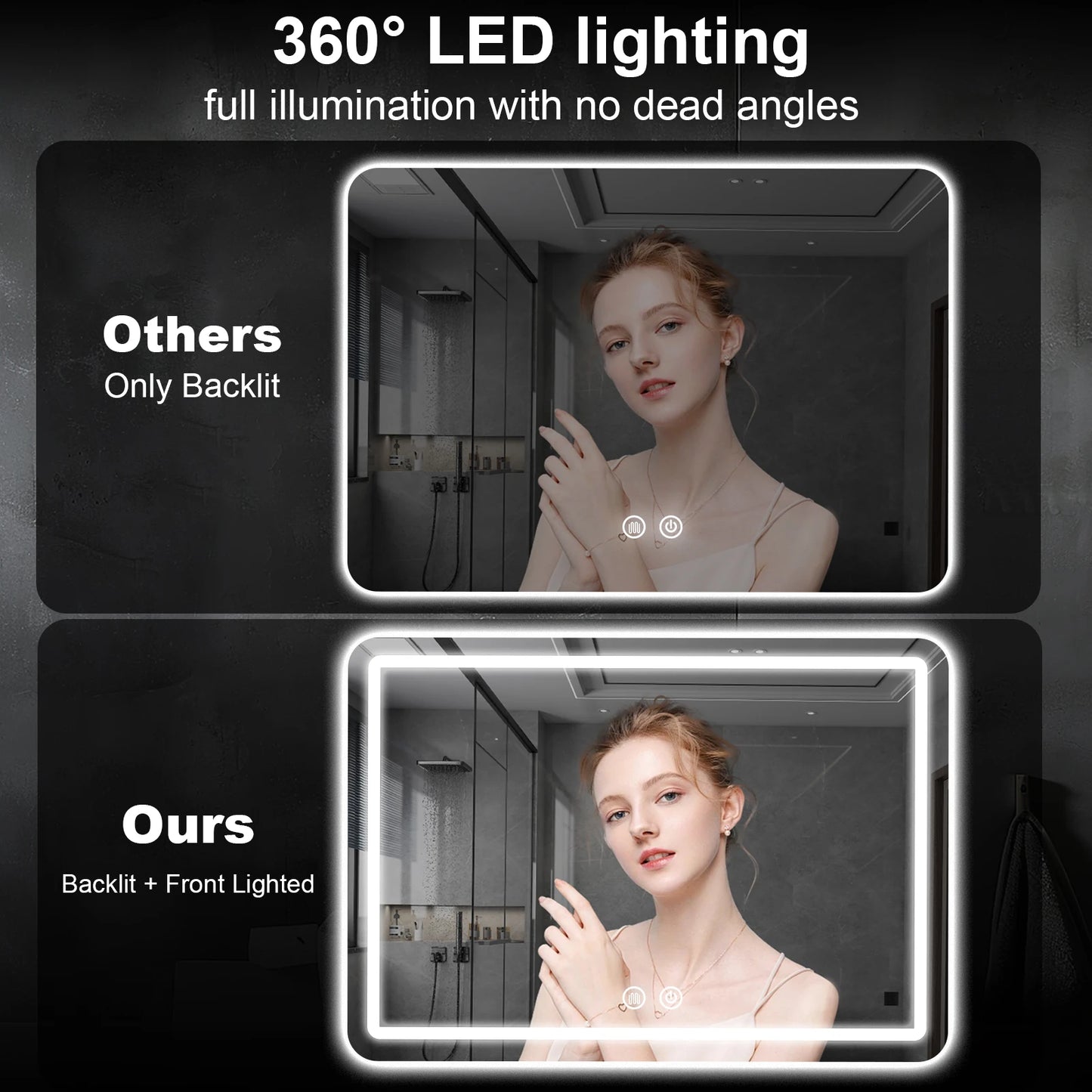 MYGIIVOVO LED Bathroom Mirror With Dimmable Lights