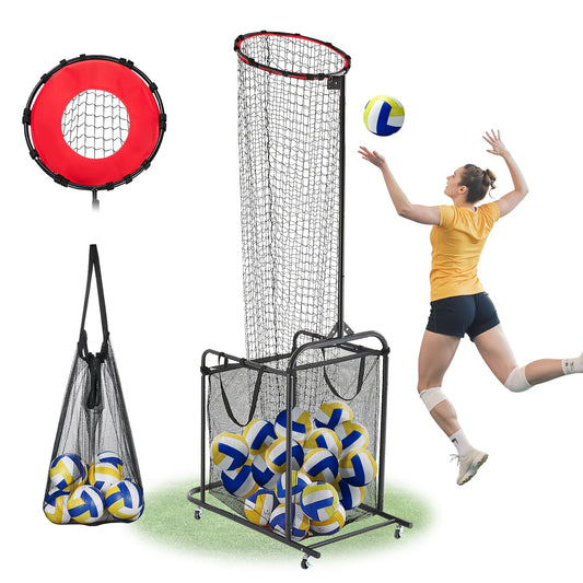 VEVOR Volleyball Setter Training Equipment Angle Height Adjustable with Cart Wheels Carrying Bag for Serving Spiking Setting