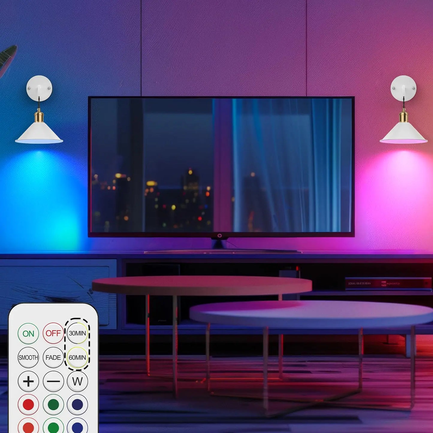 PRTILOUD Battery Operated Wall Sconces With Dimmable Remote