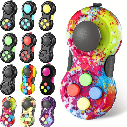 3pcs Retro Classic Handheld Fidget Controllers - Vibrant & Fun Relax Toys with 8 Fidgeting Options, Clickable Buttons, Game Joystick, and Massage Roller in Assorted Colors