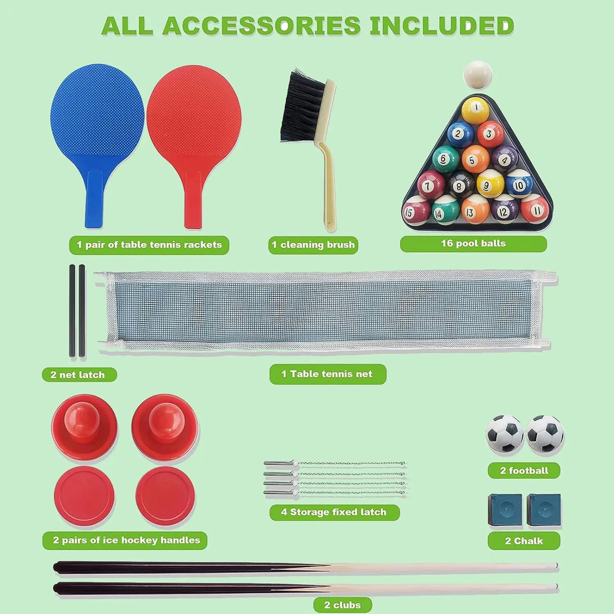 5-in-1 multifunctional play table set for children: tennis table, billiard, football table, air hockey, basketball