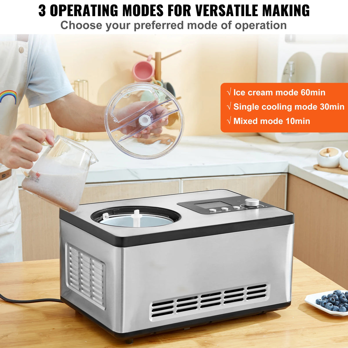 SucceBuy Automatic Ice Cream Maker With Compressor