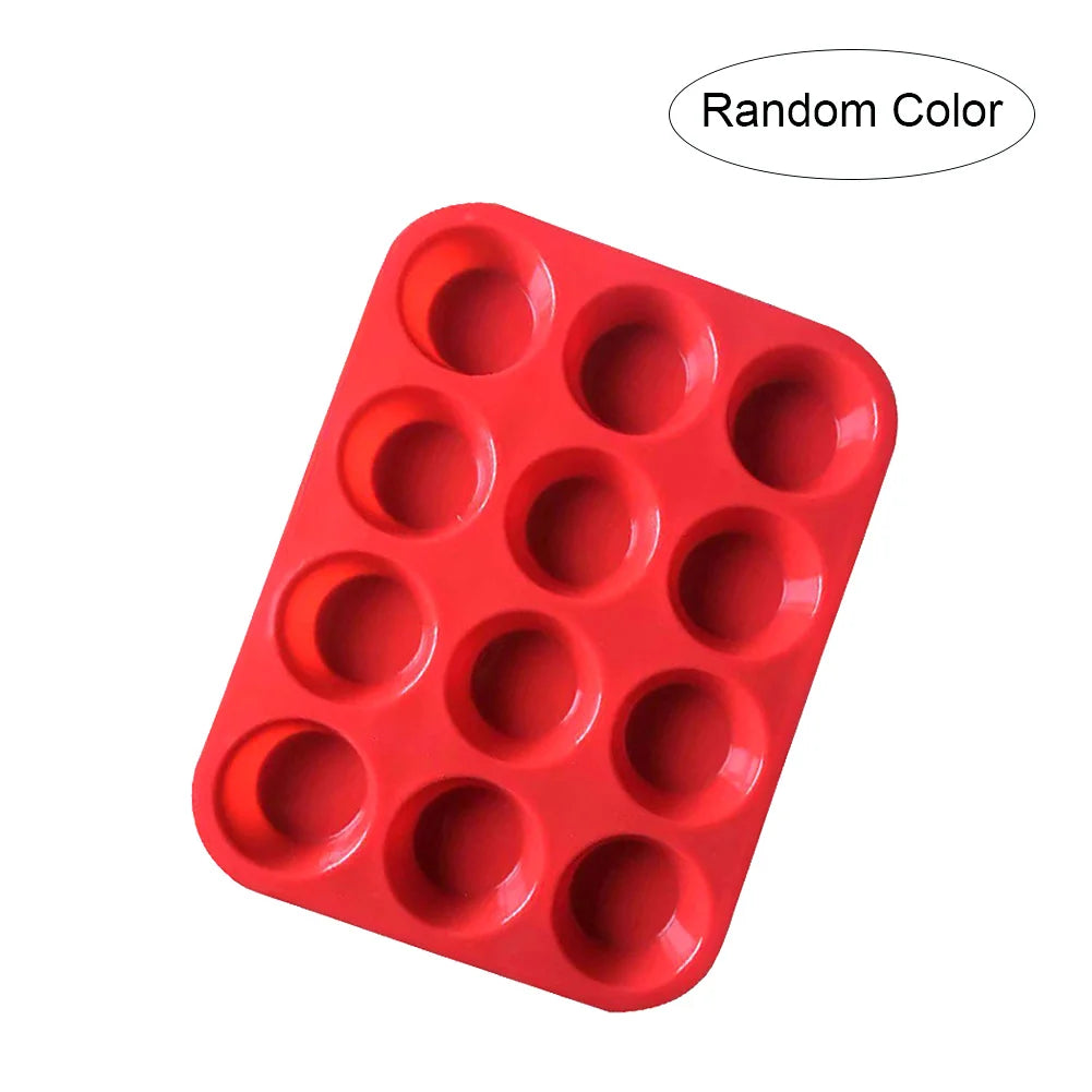 12 Holes Cupcakes Mold Muffin Cupcake Silicone Mold Non Stick Soap Chocolate Muffin Baking Pan Silicone Cake Mold Baking Tools