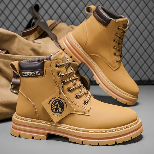 Men High Top Casual Walking Shoes With Thick Sole
