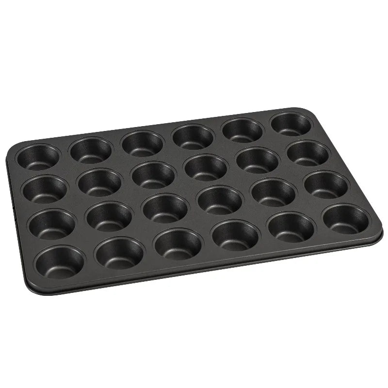 24 Cavity Mini Muffin Pan, Non-Stick Bakeware,1.8 inch Diameter Cups,Gray,Carbon Steel