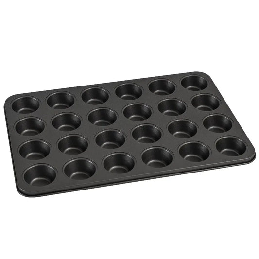 24 Cavity Mini Muffin Pan, Non-Stick Bakeware,1.8 inch Diameter Cups,Gray,Carbon Steel