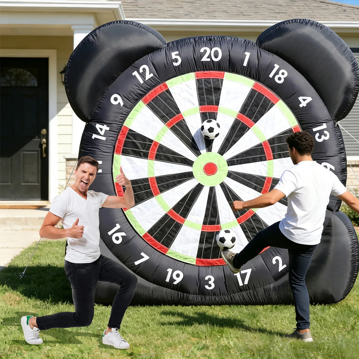 10FT Heavy-Duty Inflatable Soccer Darts Game Set, Giant Kick Darts Board with Velcro Balls for Outdoor Party, Backyard BBQ, Family Reunion & Team Building Competition