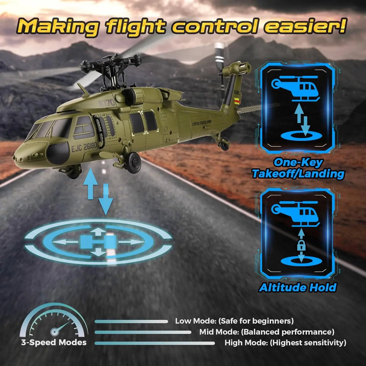 WLtoys K170 Brushless RC Helicopter Black Hawk Edition