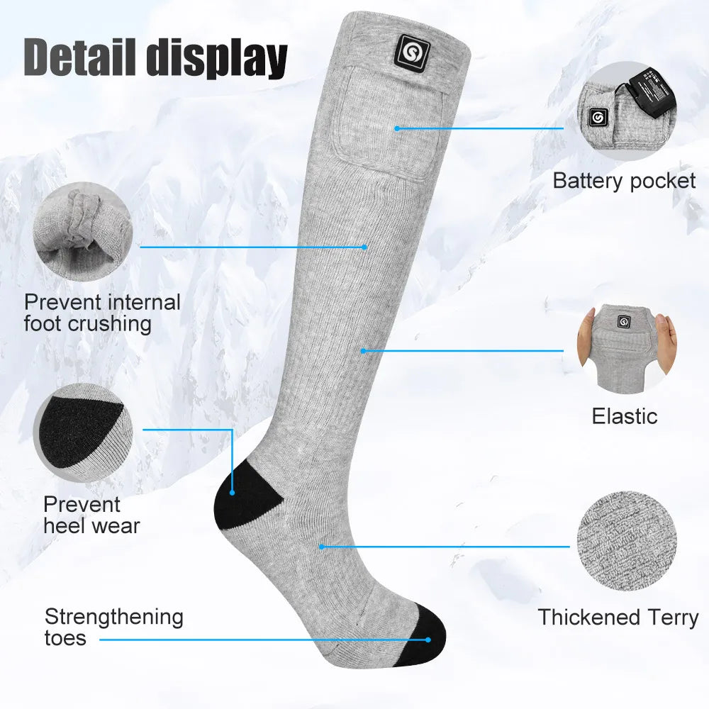 SAVIOR Grey Winter Thermal Heated Socks For Adult Wind Waterproof Rechargeable Battery Warm Hand Ski Gloves 100% Cotton Comfort