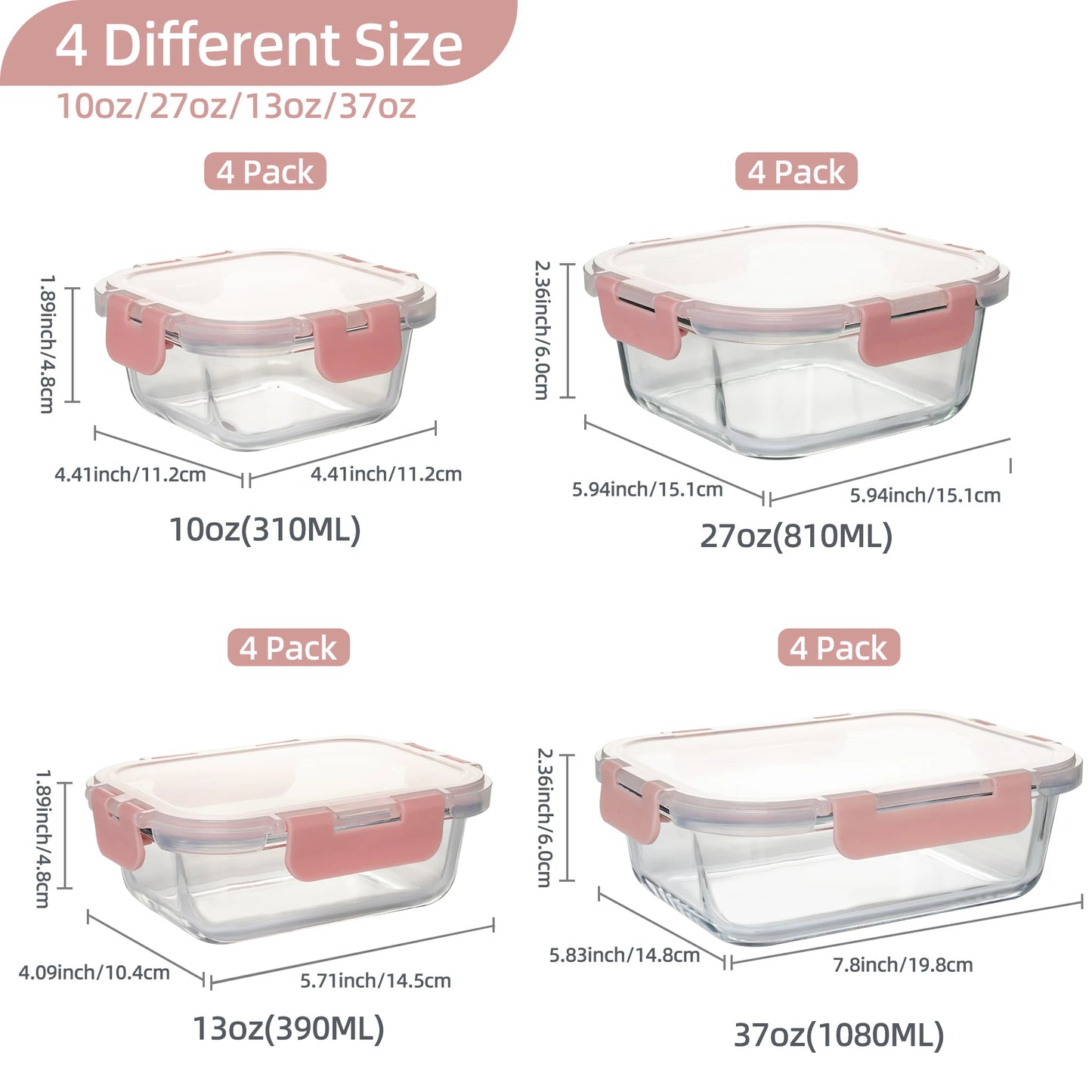 Glass Storage Containers Set, Leakproof Airtight