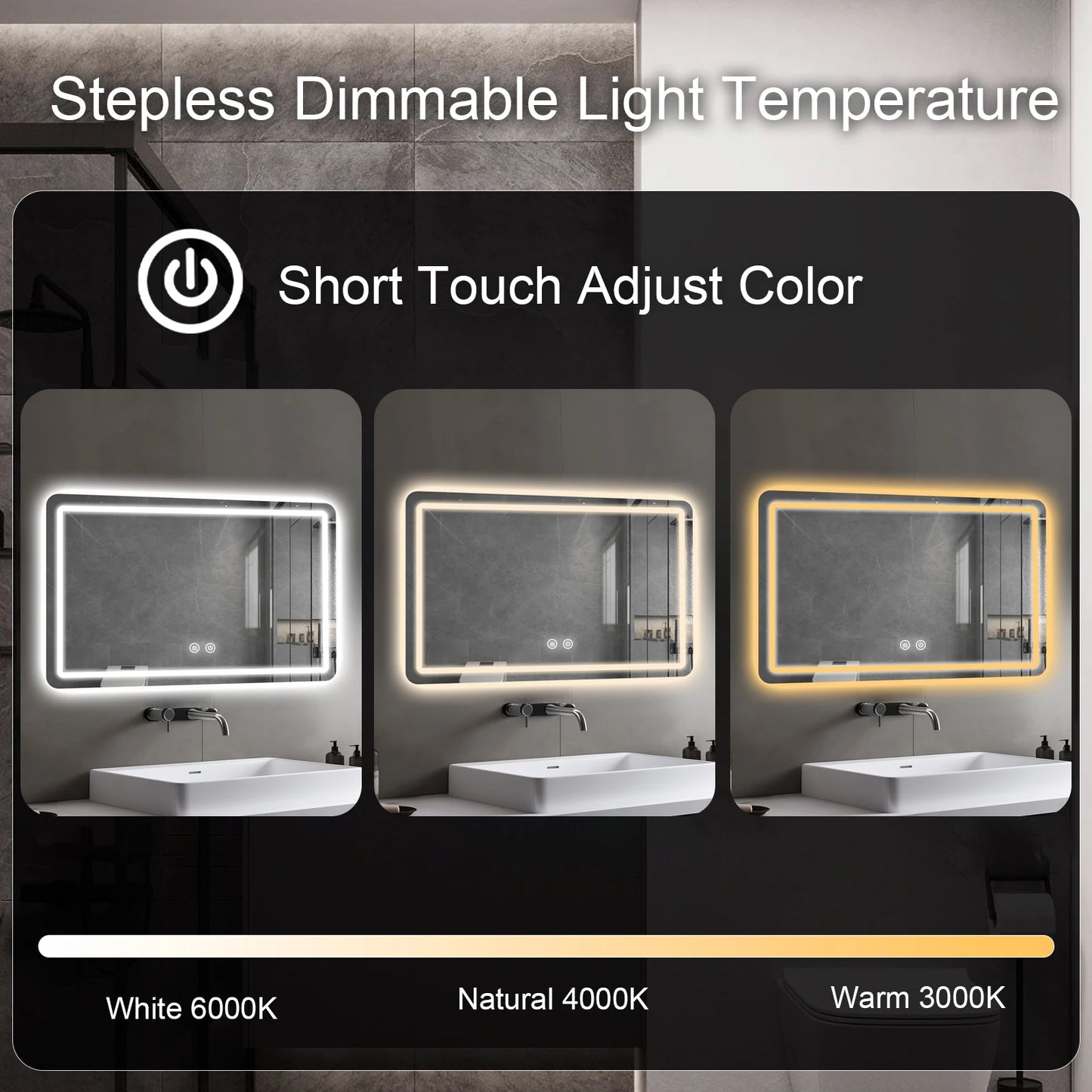 MYGIIVOVO LED Bathroom Mirror With Dimmable Lights