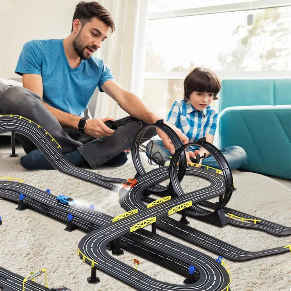 Electric Slot Car Race Track Set for Kids Electric Remote Control Track Car High Speed Showdown Gifts Toys for Boys Girls