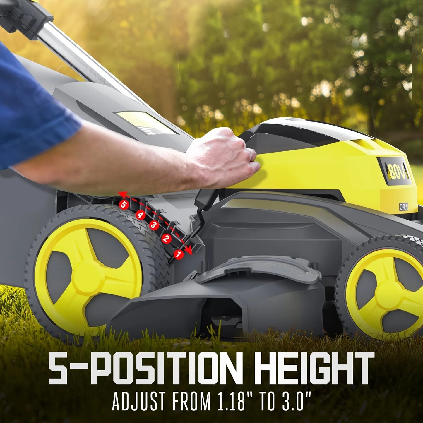 PowerSmart 80V 26" Self-Propelled Lawn Mower, Dual-Force Cutting Cordless Lawn Mower with 6.0Ah Battery & Charger