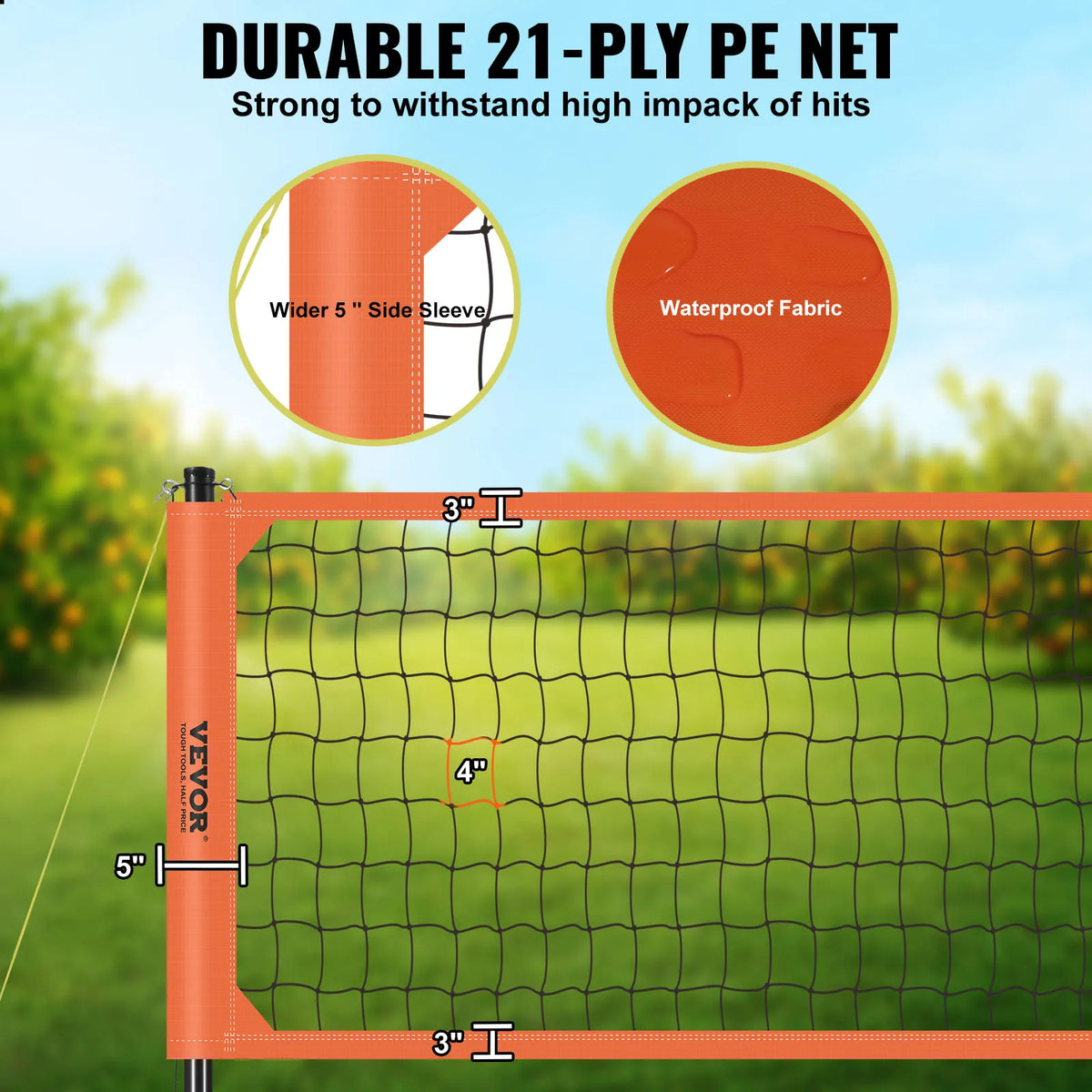 SucceBuy 1.25-1.75inch  Portable Volleyball Net System Adjustable Height Aluminum Poles Volleyball Set w/ Pump Carrying Bag