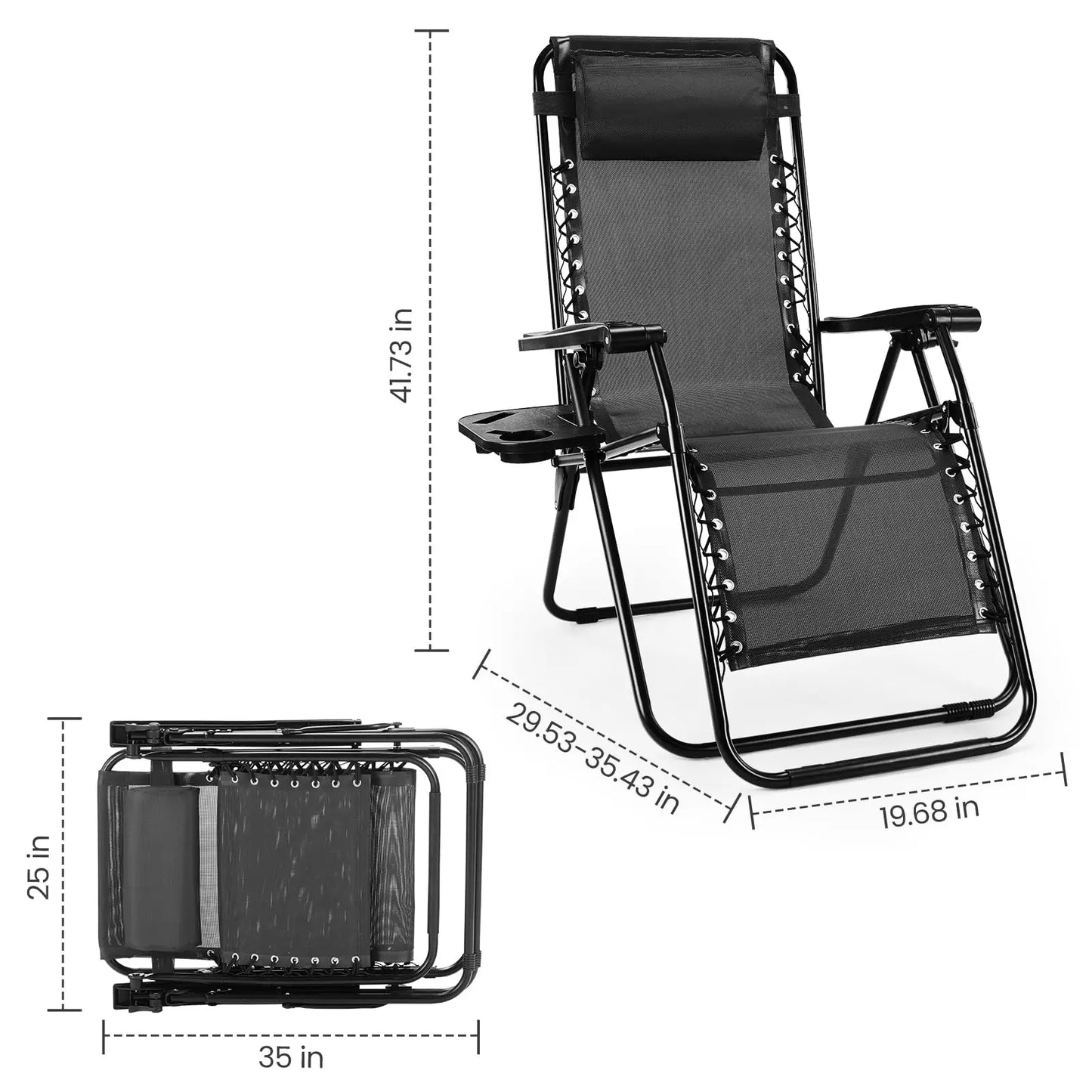 JHK Zero Gravity Portable Recliner Outdoor Lounge Chair