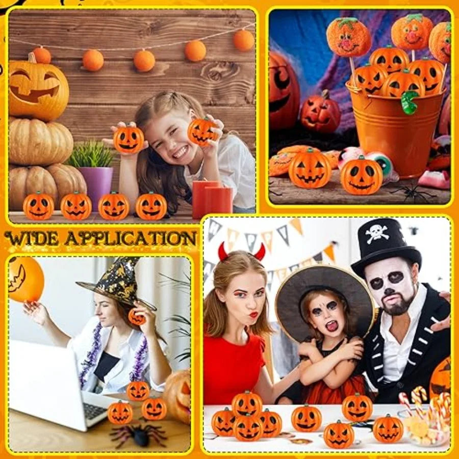 Halloween party favors: 2-inch pumpkin-shaped stress balls, foam material, orange color, soft squeeze relief for school carniva