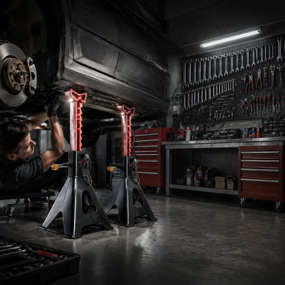 2Ton Jack Stands Pair HeavyDuty Adjustable Steel Car Jack Stands with Locking Pin Safety Tire Repair Kit Steel Racing Quick Lift