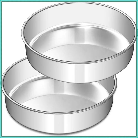 8 Inch Stainless Steel Cake Pan Set of 2, Round Layer Baking Pans, Non-Toxic, Leak-Proof, Easy Clean & Dishwasher Safe