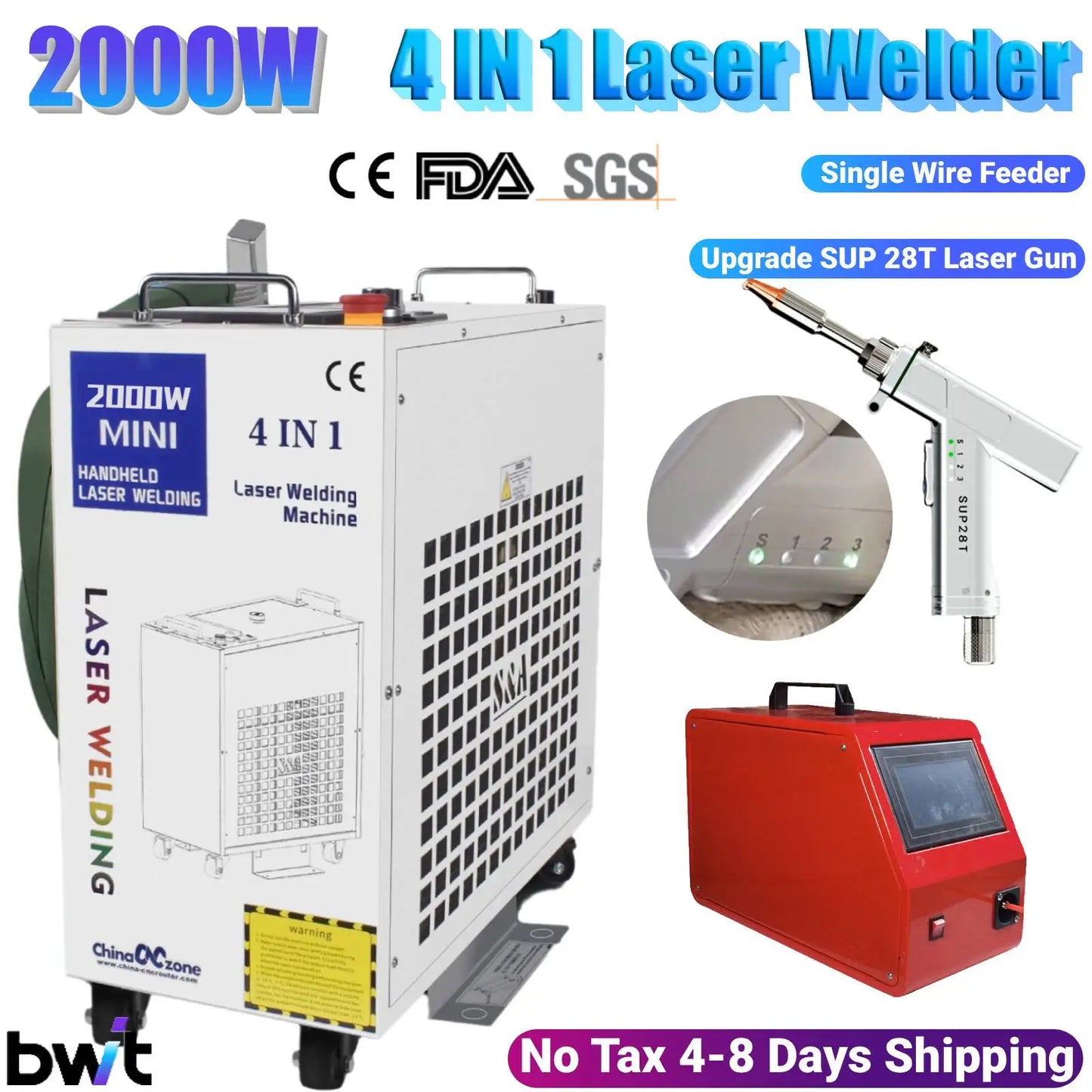 2000W BWT 4 IN 1 Fiber Laser Welding Soldering Cutting Machine New Upgrade SUP 28T Weld Gun Handheld Laser Welder for All Metal