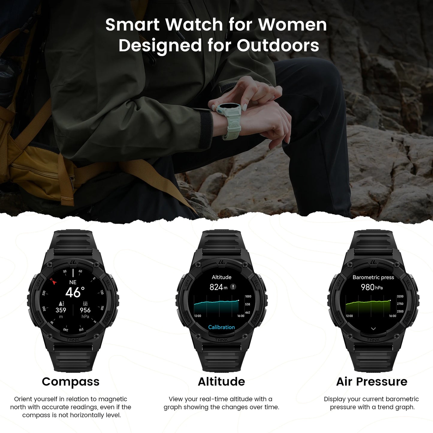 KOSPET Tank S2 GPS Smartwatch For Women AMOLED IP69K
