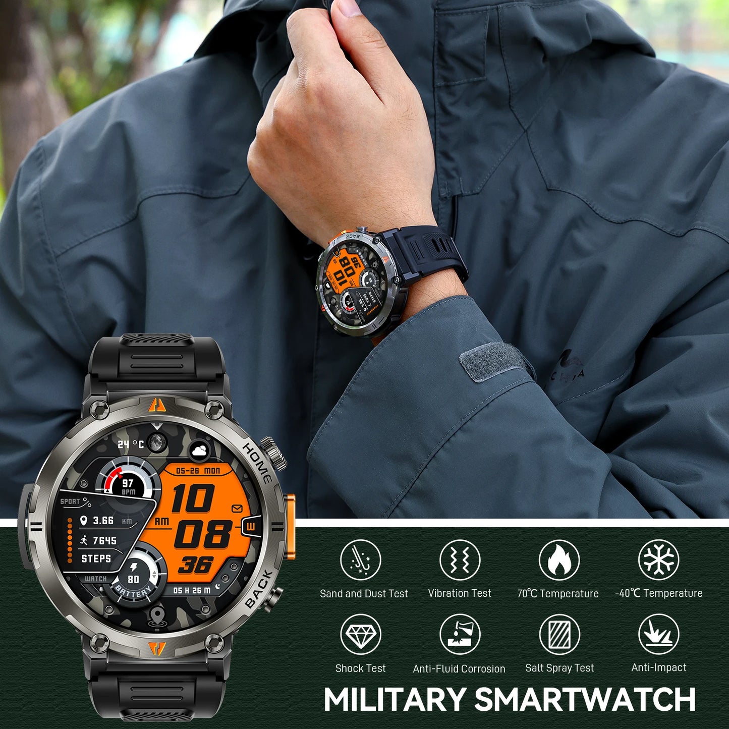 EIGIIS KE3 Bluetooth Call Smartwatch For Men Health Monitor