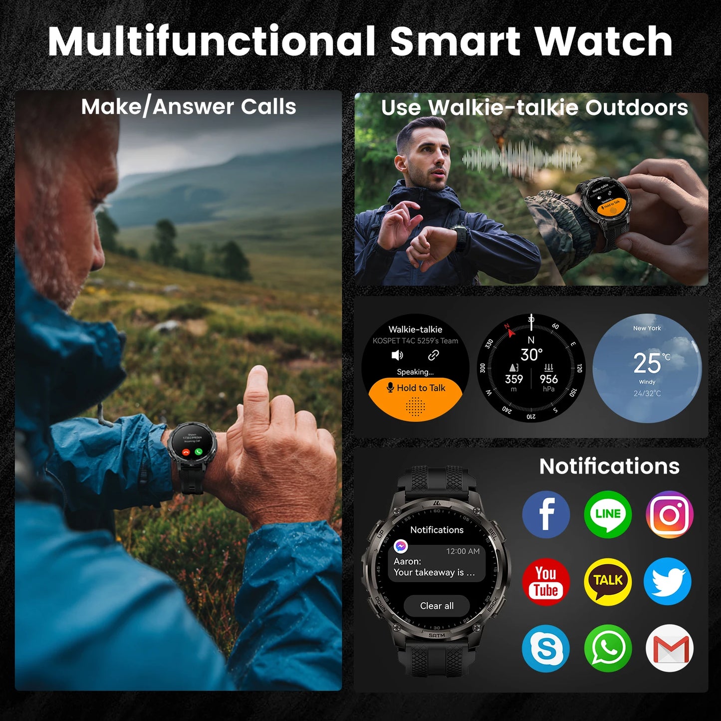 Kospet Tank T4C Smartwatch Outdoor Rugged GPS