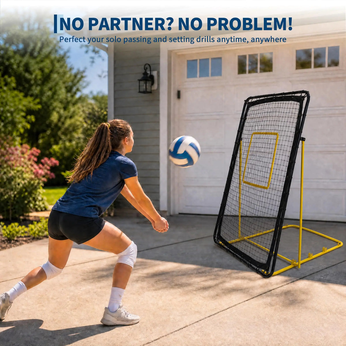 Adjustable Volleyball Rebounder Net 4x6 Ft With PU Volleyball And Stakes